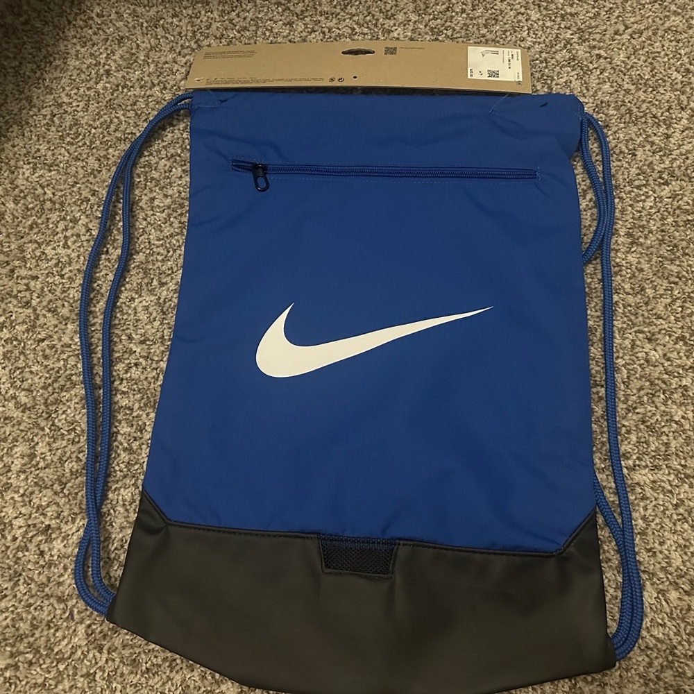 Nike Royal Blue and Black Drawstring Backpack